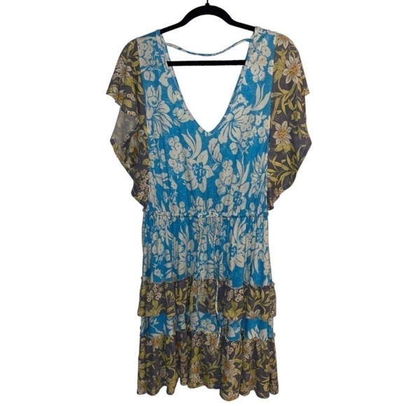 Daily PRACTICE by Anthropologie Tiered Ruffle Floral Flutter Sleeve Mini Dress - Picture 9 of 15